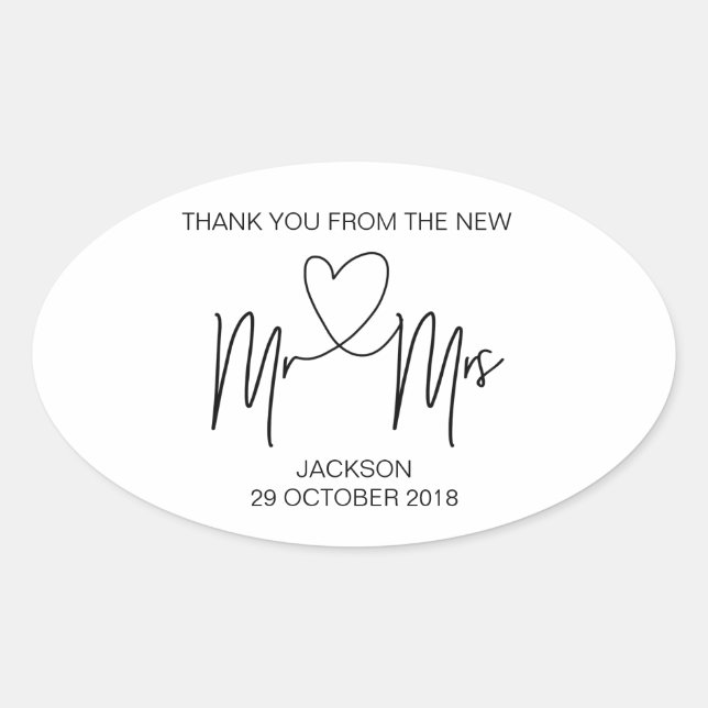 Adesivo Oval Sr. & Sra. Obrigado. (Frente)