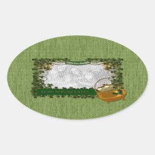 Adesivo Oval St Patricks - ADICIONE A SUA FOTO - Quadro Shamroc