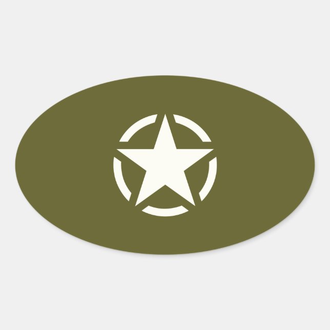 Adesivo Oval Star Stencil Vintage em Khaki Green (Frente)