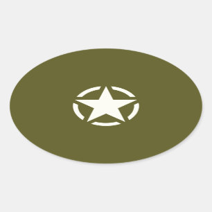 Adesivo Oval Star Stencil Vintage em Khaki Green