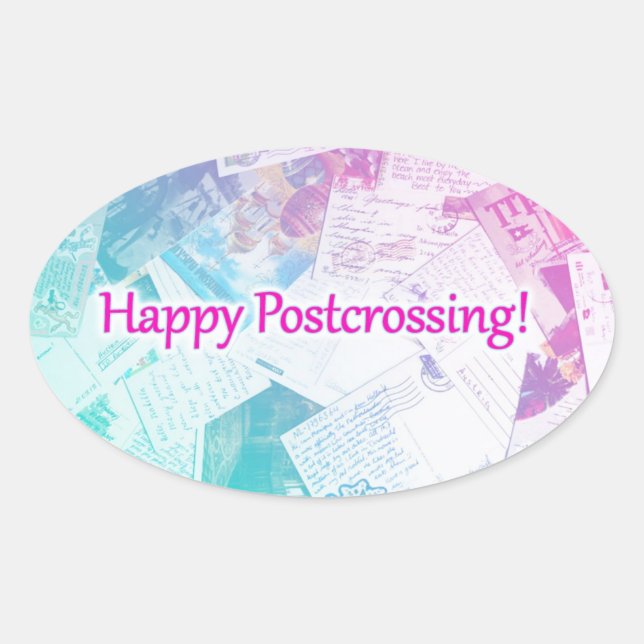 Adesivo Oval Sticker "Happy Postcross" (Frente)