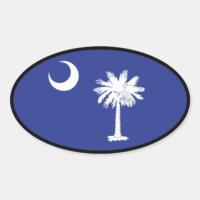Adesivo Oval Sticker Oval Flag da Carolina do Sul (Frente)