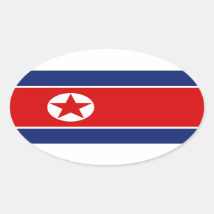 Adesivo Oval Sticker Oval Flag da Coreia do Norte