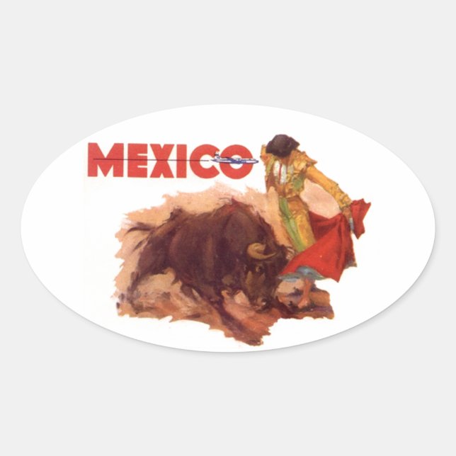 Adesivo Oval Sticker Vintage Viagem do México (Frente)