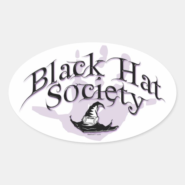 Adesivo Oval Stickers Black Hat Society (Frente)