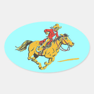 Adesivo Oval Stickers Cowboy Cavalo Rodeo Rider Race Hat