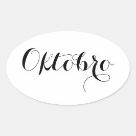 Adesivo Oval Stickers Month Esperanto - Oktobro (outubro)