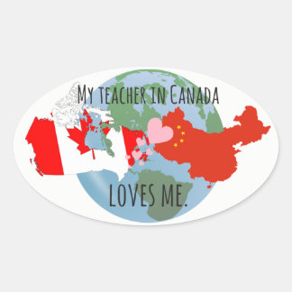 Adesivo Oval Stickers to Send to Students: Canada, Love