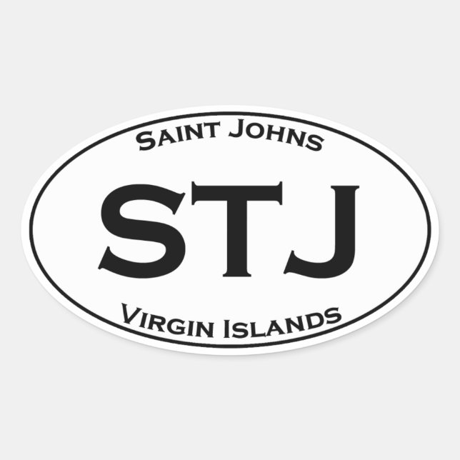 Adesivo Oval STJ - Santo Johns Virgens Ilhas Virgens - Euro Sty (Frente)