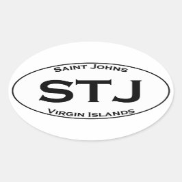 Adesivo Oval STJ - Santo Johns Virgens Ilhas Virgens - Euro Sty