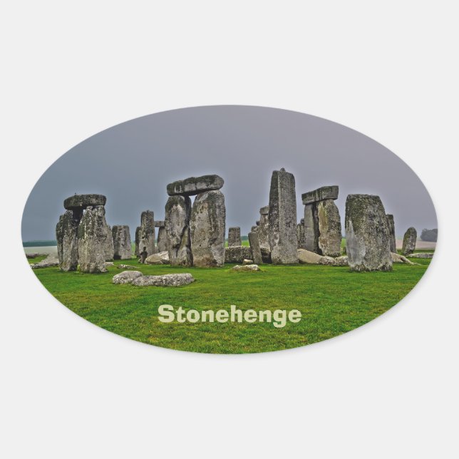Adesivo Oval Stonehenge Antigo Local Histórico do Poder (Frente)