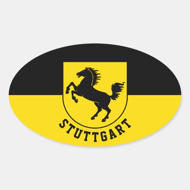 Adesivo Oval Stuttgart Flag (Alemanha) (Frente)