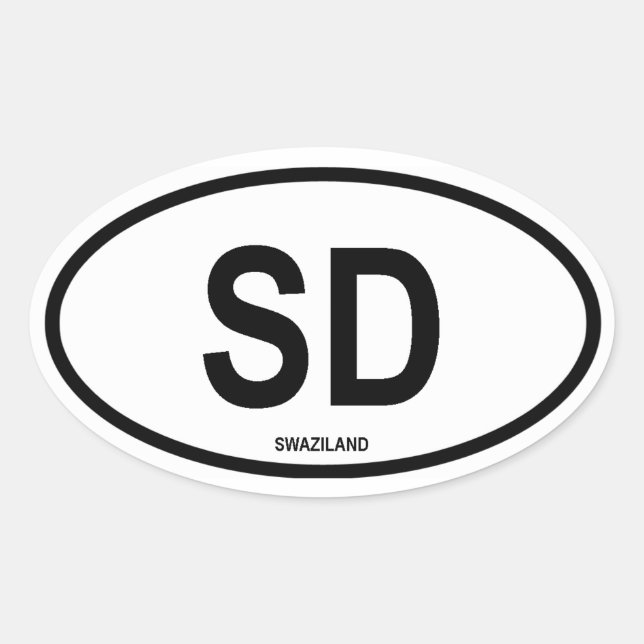 Adesivo Oval Suazilândia "SD" (Frente)