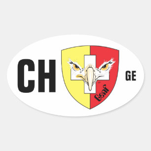 Adesivo Oval Suíça Suisse Svizzera Svizra Switzerland Kleber