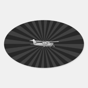Adesivo Oval Sunburst clássico da silhueta de Cessna dos aviõ