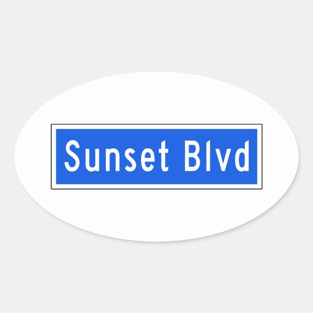 Adesivo Oval Sunset Boulevard, Los Angeles, CA Street Sign (Frente)