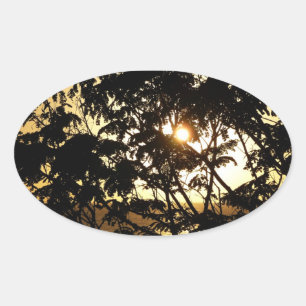 Adesivo Oval Sunset Through Tres I Fotografia Tropical