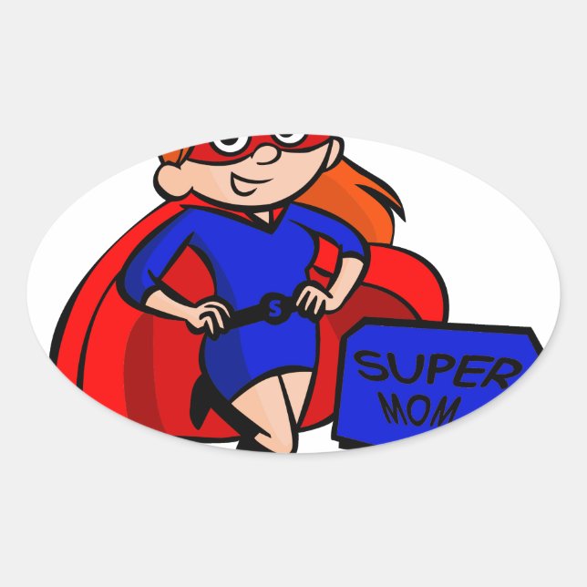 Adesivo Oval super-mãe (Frente)