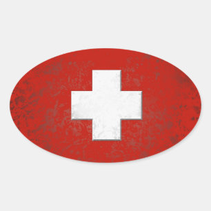 Adesivo Oval Swiss flag sticker
