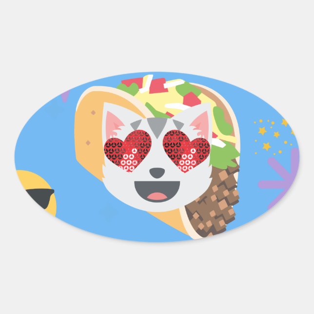 Adesivo Oval taco cat emoji (Frente)