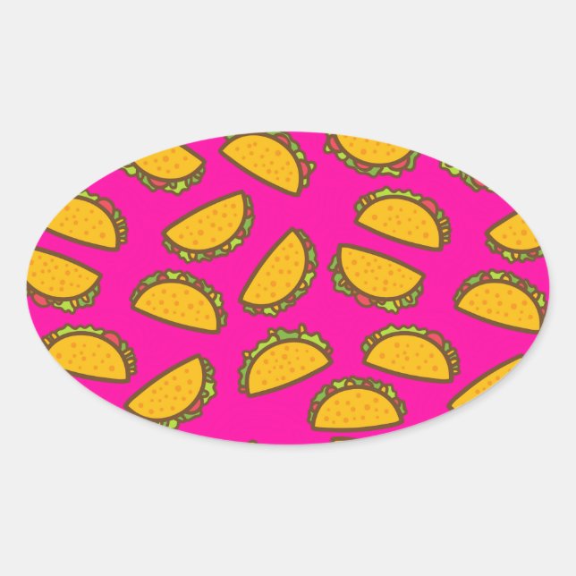 Adesivo Oval tacos rosa (Frente)