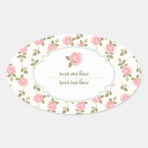 Adesivo Oval Tag romântico do presente dos rosas do vintage de