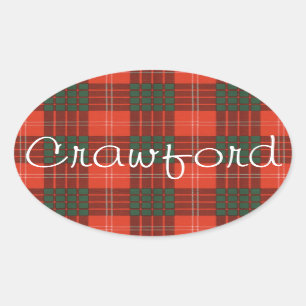 Adesivo Oval Tartan escocês do clã de Crawford - xadrez