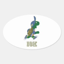 Adesivo Oval Tartaruga em Execução 10K - Azul