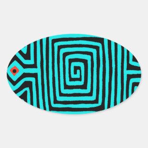Adesivo Oval Tartaruga Mola do Panamá - Preto Azul