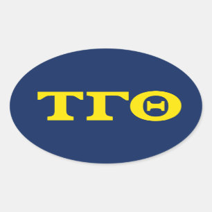 Adesivo Oval Tau Gama Theta Oval Stickers - Amarelo a Azul