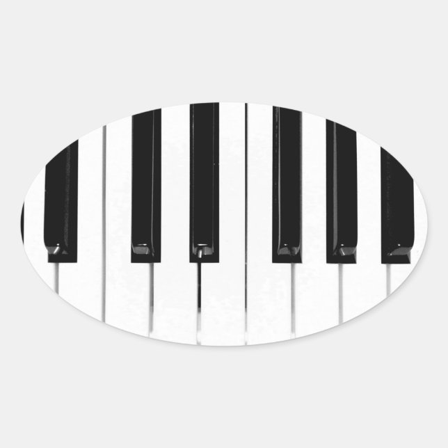 Adesivo Oval Teclas do teclado do Piano (Frente)