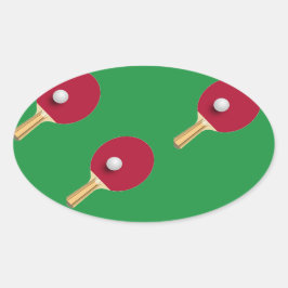 Adesivo Oval tênis de mesa de  e esfera em verde