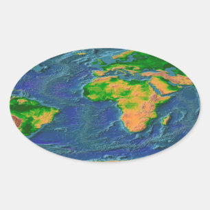 Adesivo Oval Terra topográfica
