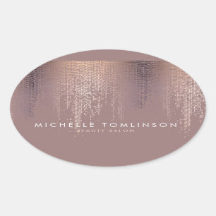 Adesivo Oval Teste padrão Dourado cor-de-rosa Luxe da chuva do