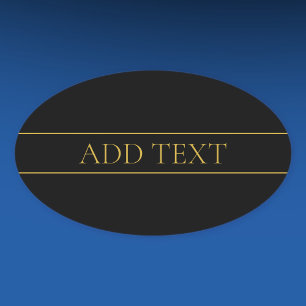 Adesivo Oval Texto e Linhas de Ouro Personalizáveis com Classe