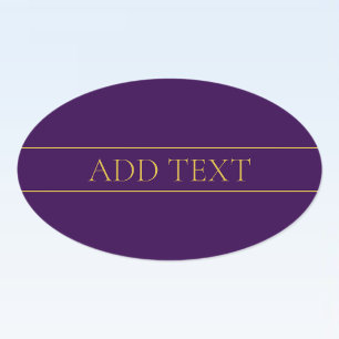 Adesivo Oval Texto Elegante Personalizável   Dourado e Roxo Esc