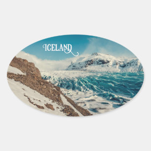 Adesivo Oval Texto Personalizado Solheimajokull, Islândia