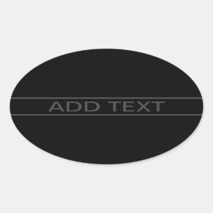 Adesivo Oval Texto Personalizável Preto Moderno e Cinza Escur