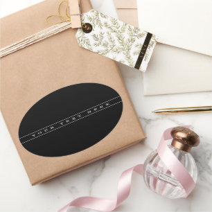 Adesivo Oval Texto Simples na moda e faixas finas