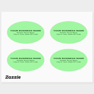 Adesivo Oval Textos simples Endereço comercial em verde claro