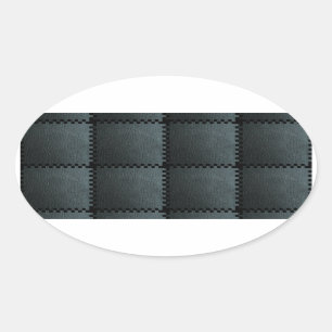 Adesivo Oval Textura de couro preta do falso