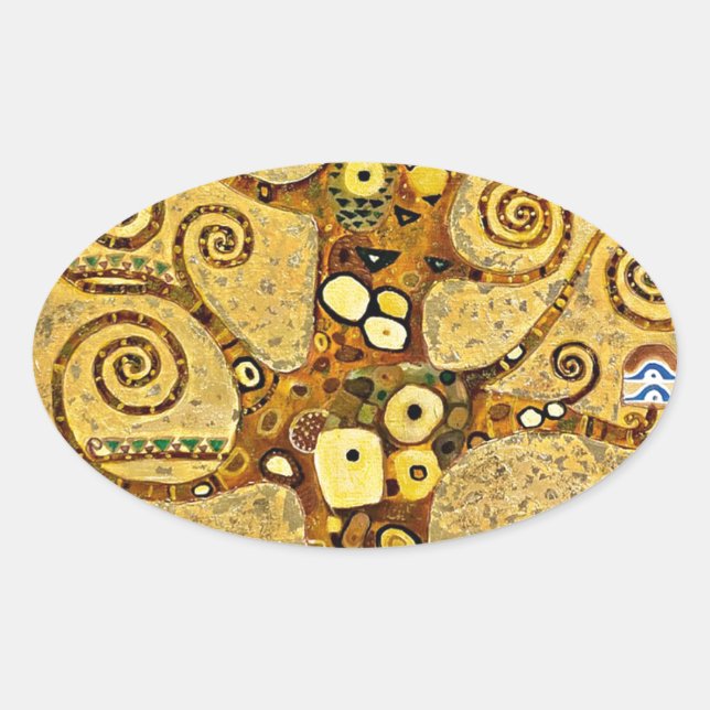 Adesivo Oval “ The Tree of Life ” , Gustav Klimt (Frente)