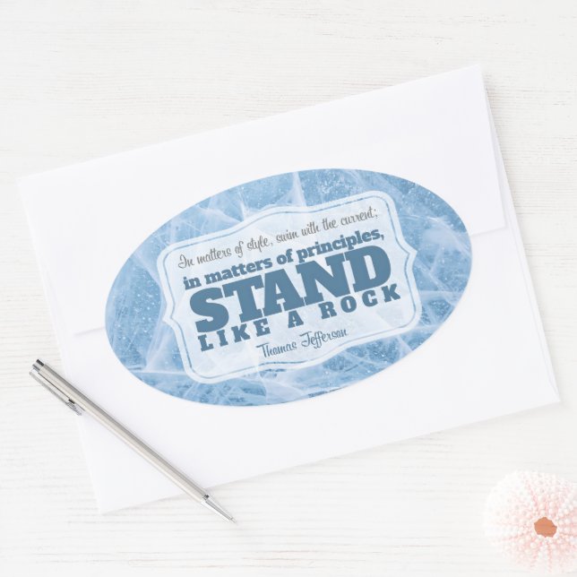 Adesivo Oval Thomas Jefferson Inspirational Cote "Princípio" (Envelope)