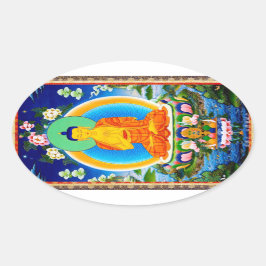 Adesivo Oval Tíbetan oriental legal thangka Prabhutaratna Buddh