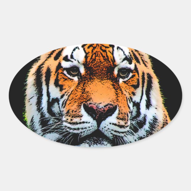 Adesivo Oval Tiger Eyes Inspiration (Frente)