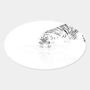 Adesivo Oval Tigre do bebendo