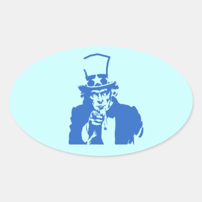 Adesivo Oval Tio Sam (Azul) nos Stickers (Frente)