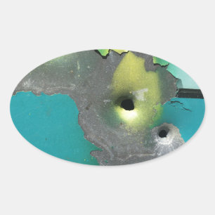 Adesivo Oval Tiros da arma