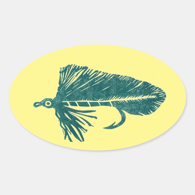 Adesivo Oval Torneira verde Matuka, pesca com moscas, pesca com (Frente)