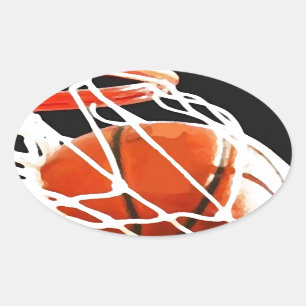 Adesivo Oval Trabalho de arte de basquetebol